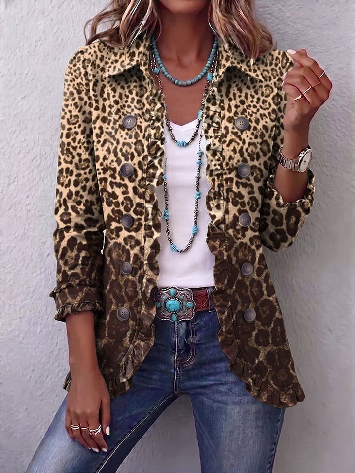 Navara | Giacca Ruffled con Stampa Leopardo
