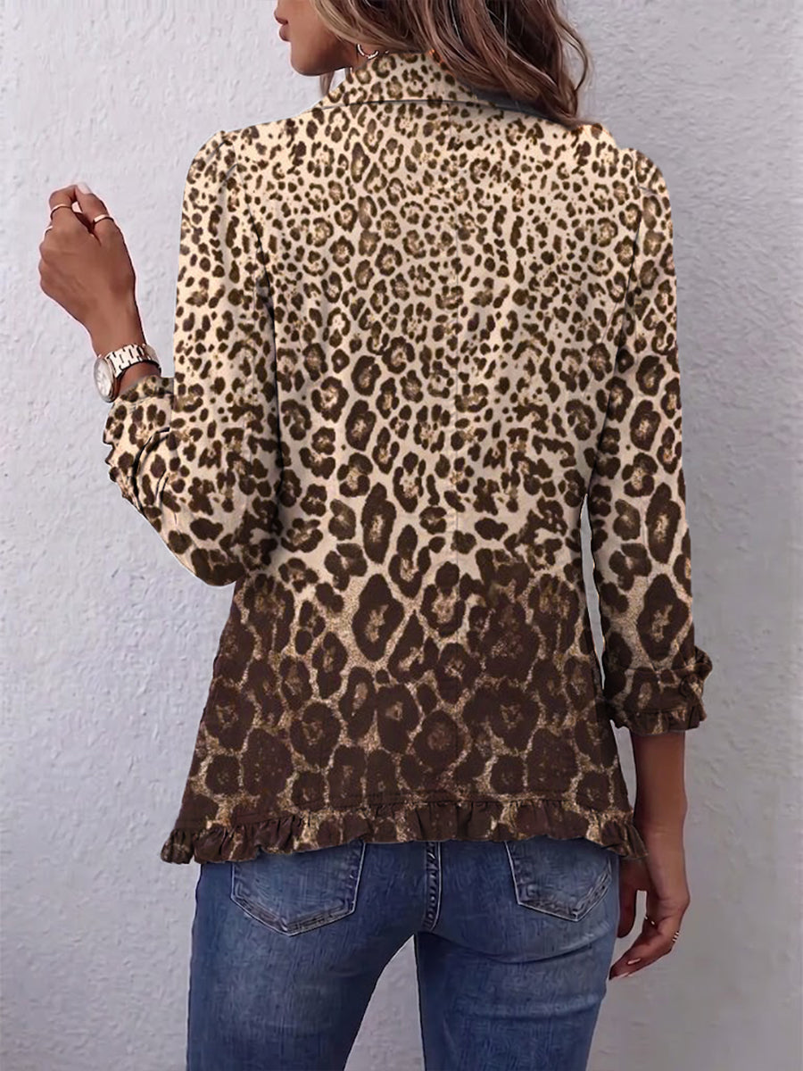 Navara | Giacca Ruffled con Stampa Leopardo